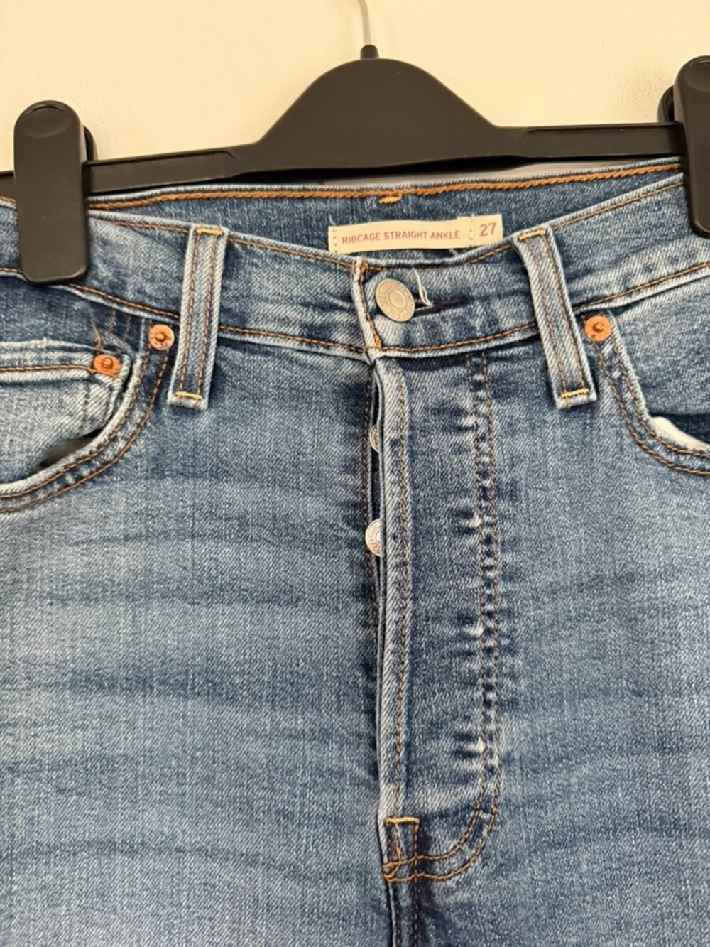 $118 Levi’s Ribcage Straight Ankle Jeans Size 27 High Rise Cropped Denim - Picture 7 of 9